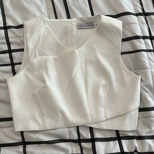 White Structured Crop Top